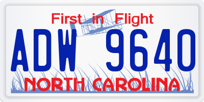 NC license plate ADW9640