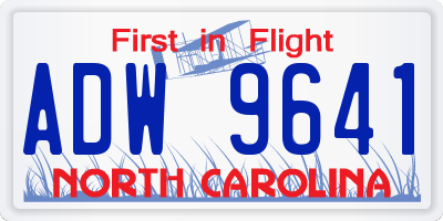 NC license plate ADW9641