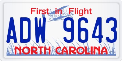 NC license plate ADW9643