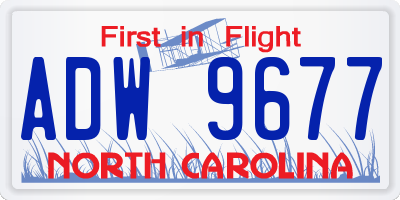 NC license plate ADW9677