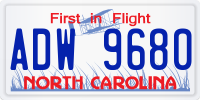 NC license plate ADW9680