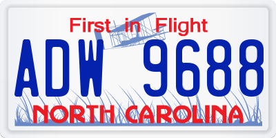 NC license plate ADW9688