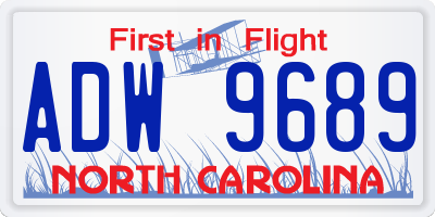 NC license plate ADW9689