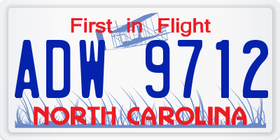 NC license plate ADW9712