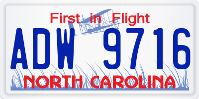 NC license plate ADW9716