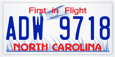 NC license plate ADW9718