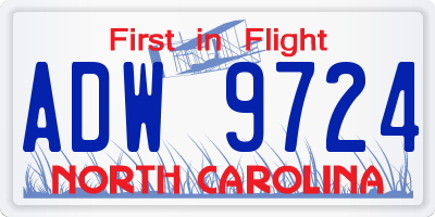 NC license plate ADW9724