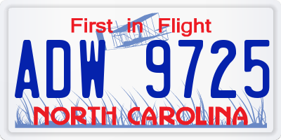 NC license plate ADW9725