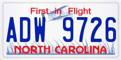 NC license plate ADW9726