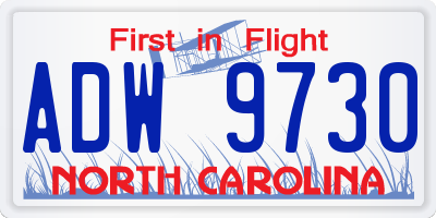 NC license plate ADW9730