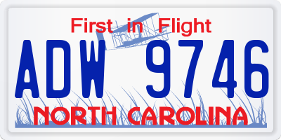 NC license plate ADW9746