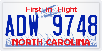NC license plate ADW9748