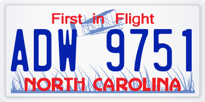 NC license plate ADW9751
