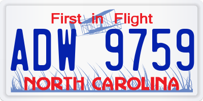 NC license plate ADW9759