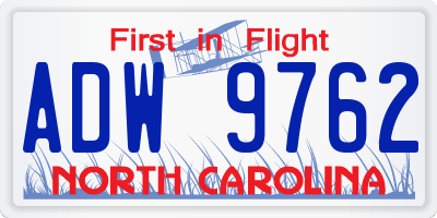 NC license plate ADW9762