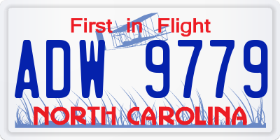 NC license plate ADW9779