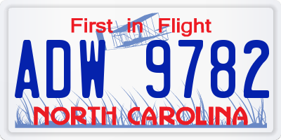 NC license plate ADW9782