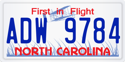 NC license plate ADW9784
