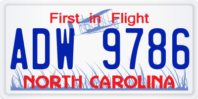 NC license plate ADW9786