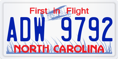 NC license plate ADW9792