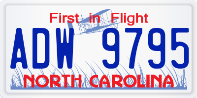NC license plate ADW9795