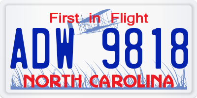 NC license plate ADW9818