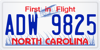 NC license plate ADW9825