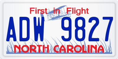 NC license plate ADW9827