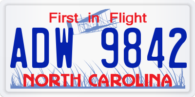 NC license plate ADW9842