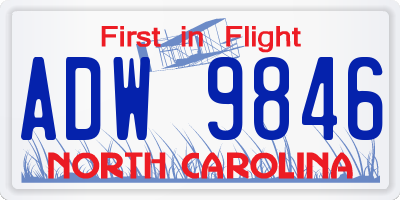 NC license plate ADW9846