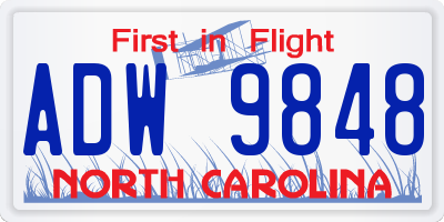 NC license plate ADW9848