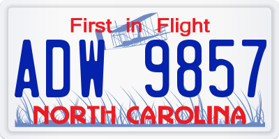 NC license plate ADW9857