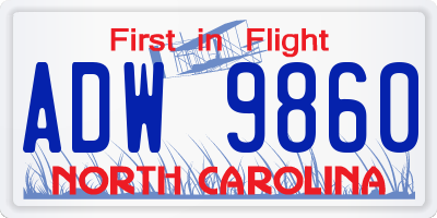 NC license plate ADW9860