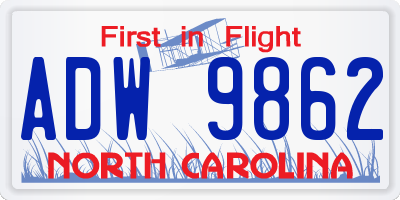 NC license plate ADW9862