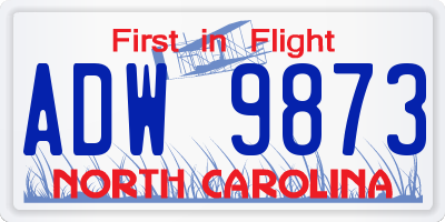 NC license plate ADW9873