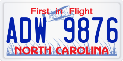 NC license plate ADW9876