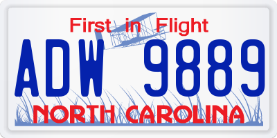 NC license plate ADW9889
