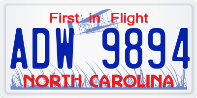 NC license plate ADW9894