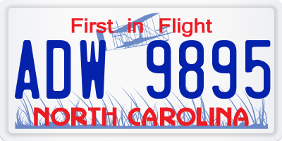 NC license plate ADW9895