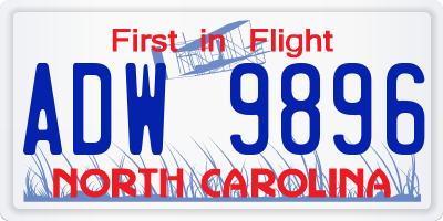 NC license plate ADW9896