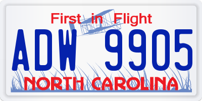 NC license plate ADW9905