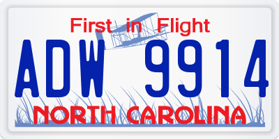 NC license plate ADW9914