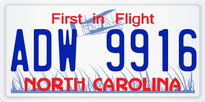 NC license plate ADW9916