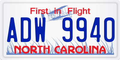NC license plate ADW9940