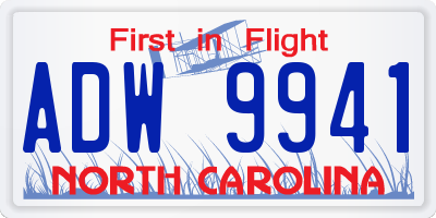 NC license plate ADW9941