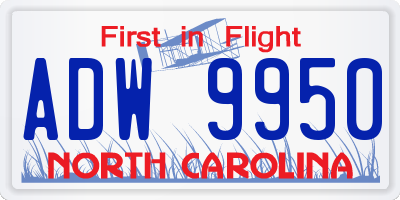 NC license plate ADW9950