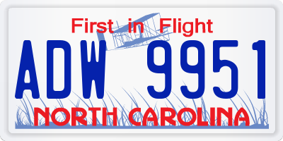 NC license plate ADW9951