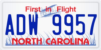 NC license plate ADW9957