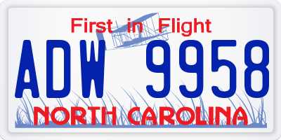 NC license plate ADW9958