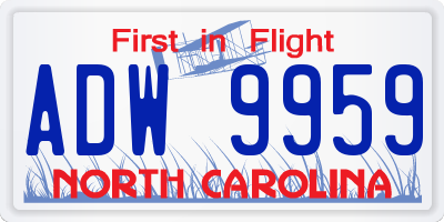 NC license plate ADW9959